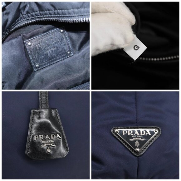 PRADA Hand Bag Nylon Navy Silver - Picture 12 of 15